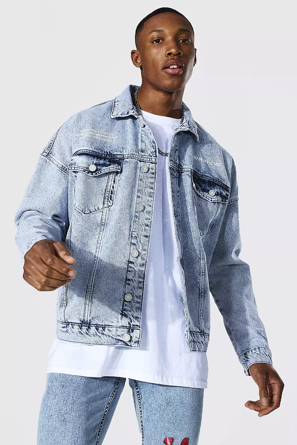 Floral print denim jacket outlet
